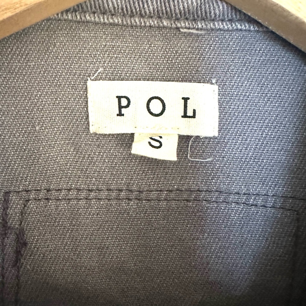 POL‎ Women's Charcoal Distressed Fade Raw Jean Jacket Sz Small Oversized Fit - Picture 4 of 9
